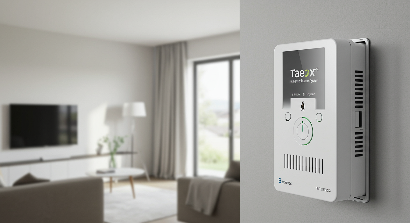 A close-up of the Taexx® Integrated Home System being installed in a wall, highlighting its innovative design.