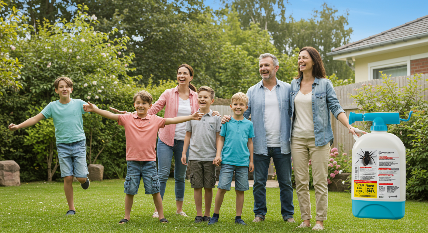 Happy Family in Pest-Free Yard